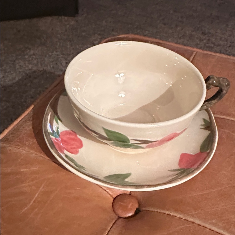 Franciscan Desert Rose Teacup & Saucer Set Pink & Green Cottage Core set2